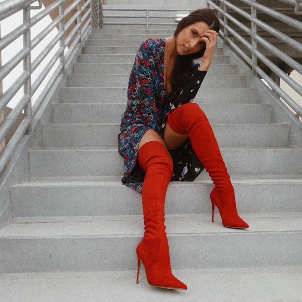 Steve Madden Red Suede Thigh High Dominique Boots